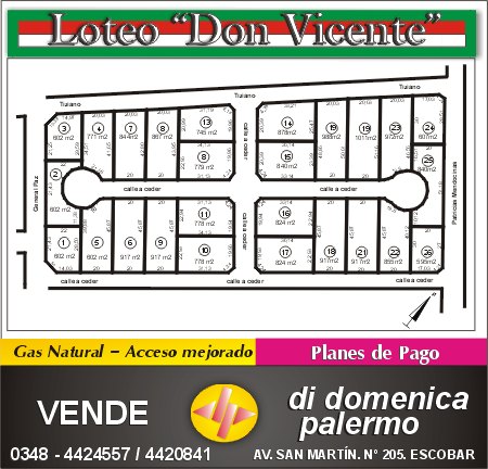 venta terrenos en cuotas zona norte