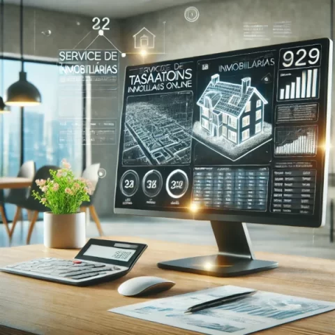 Representación visual de un servicio de tasaciones online: eficiencia, precisión y modernidad en Escobar y zona norte. Ideal para destacar profesionalismo. 
