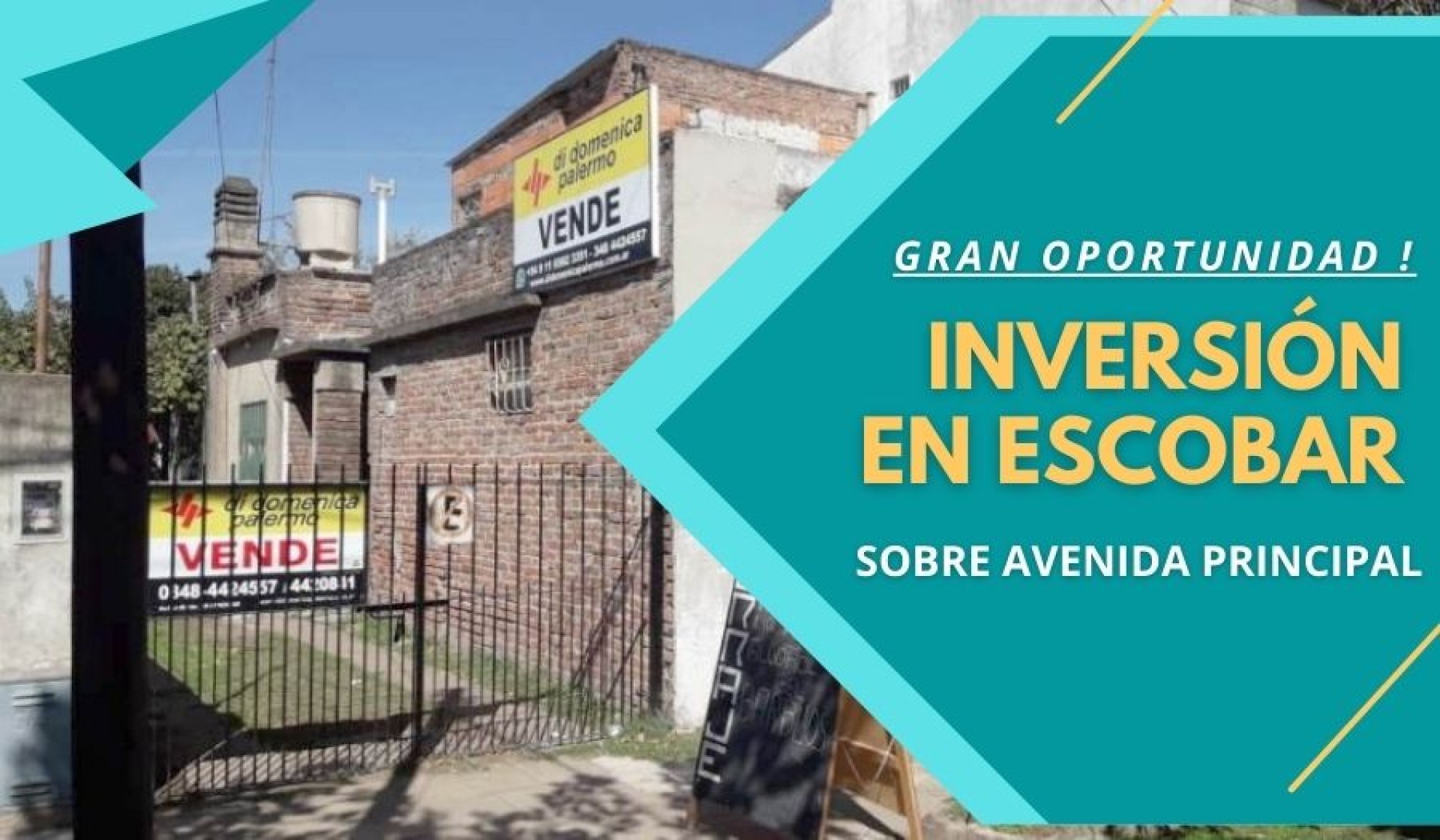 Venta inmueble comercial sobre avenida principal de Escobar